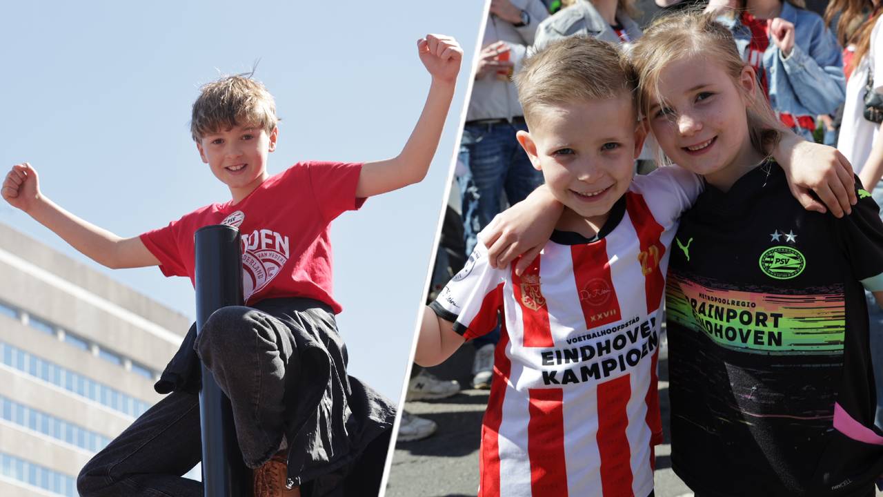 Ook deze kinderen vierden het kampioenschap van PSV (foto's: Lobke Kapteijns). 