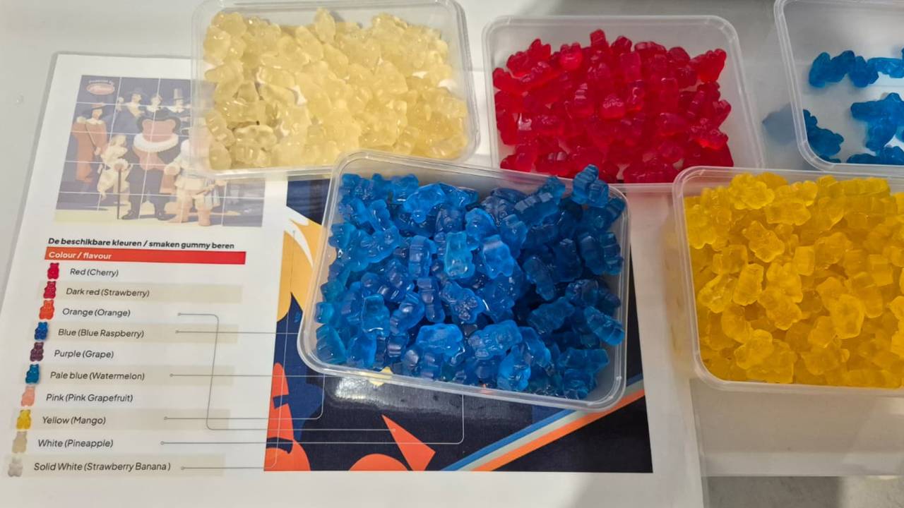 De kleurcodes voor het gummibeertjes-mozaïek