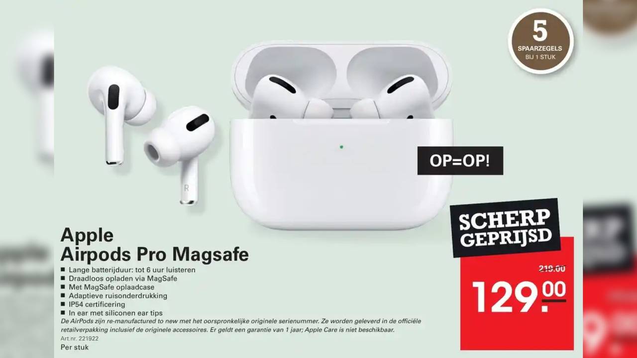 De nep-AirPods in de aanbieding bij Sligro.