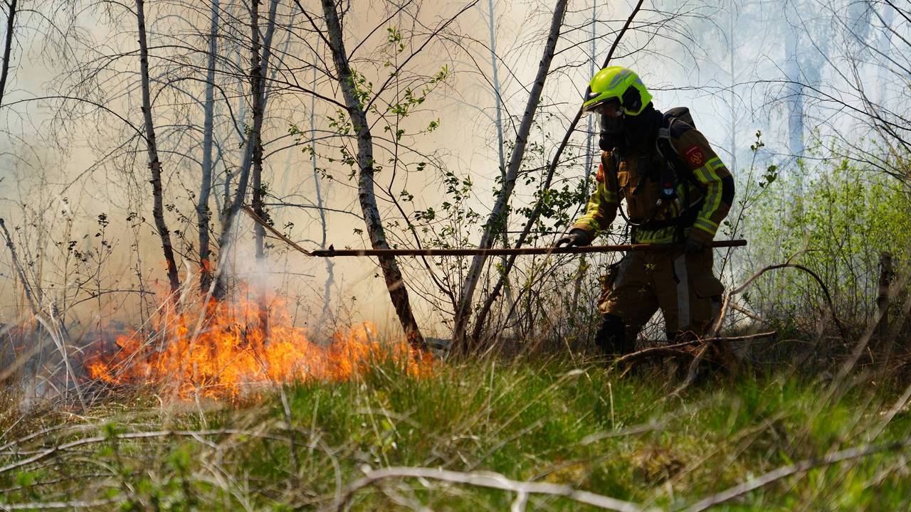 De brandweer is het vuur met man en macht aan het bestrijden (foto: Jeroen Stuve / Persbureau Heitink).