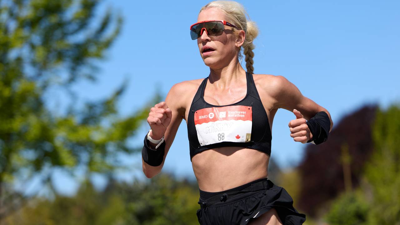Atlete Mikky Keetels uit Schijndel schrijft Marathon Vancouver op haar naam (foto: ANP). 
