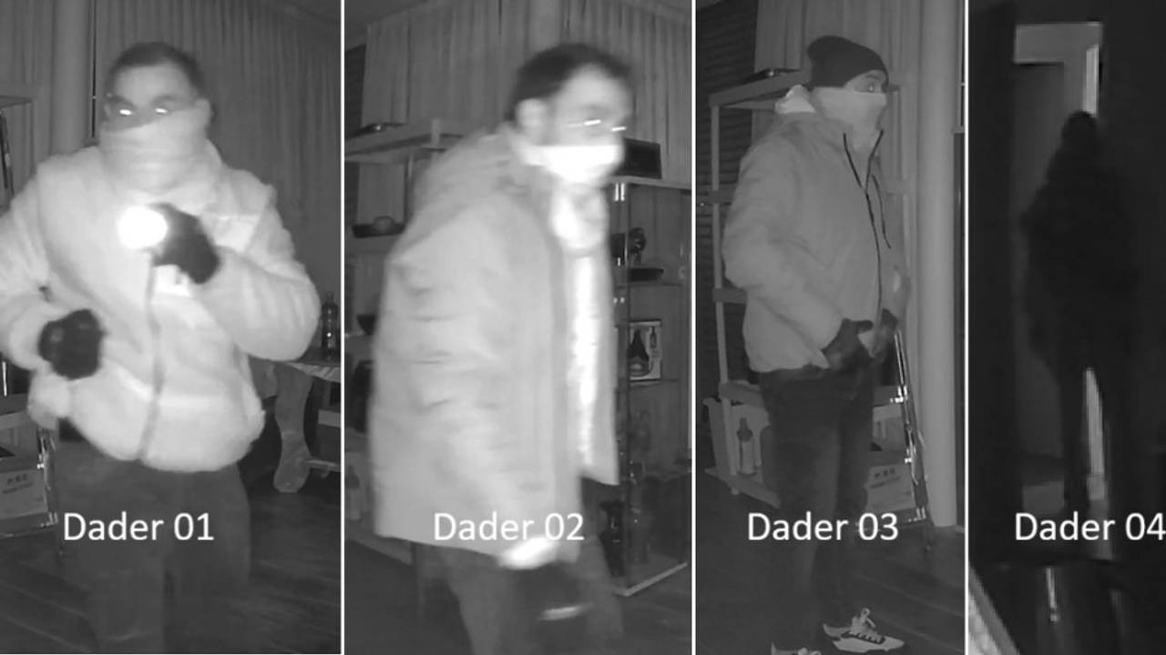 Vier verdachten bij de inbraak in Geldrop (foto: politie).