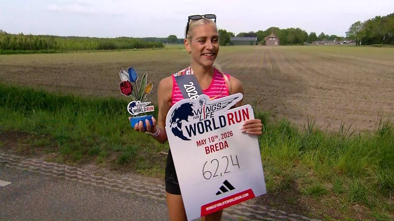Mikky nadat ze 62,24 kilometer heeft gerend. (Foto: Omroep Brabant.)