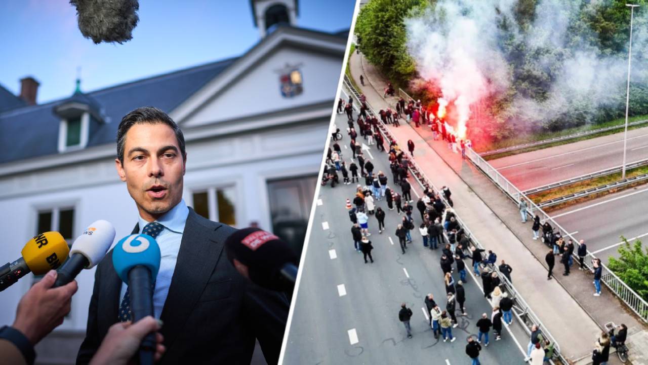 Premier Jetten over de protesten in Nederland en over het inzetten van een 'vliegend team' (foto links: ANP, rechts:  Persbureau Heitink).