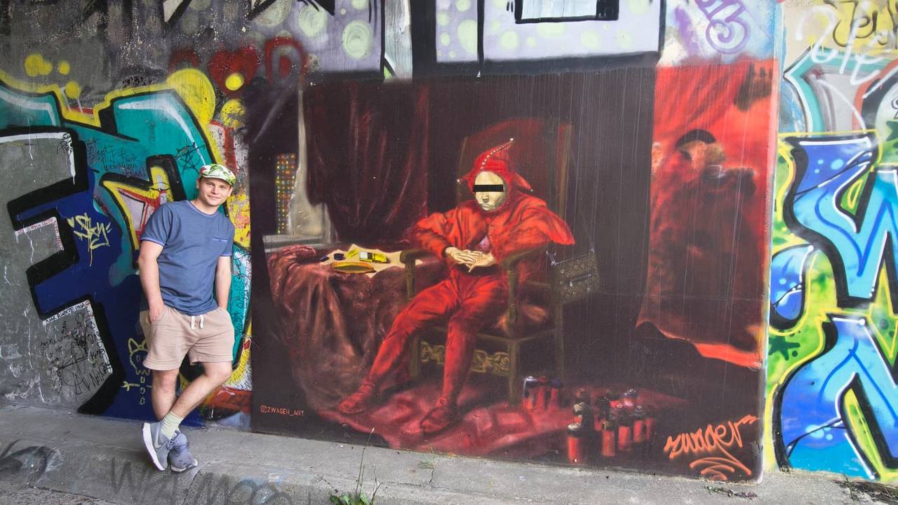 Kunstenaar Stanley wordt overspoeld met aanvragen na zijn muurschildering (eigen foto)