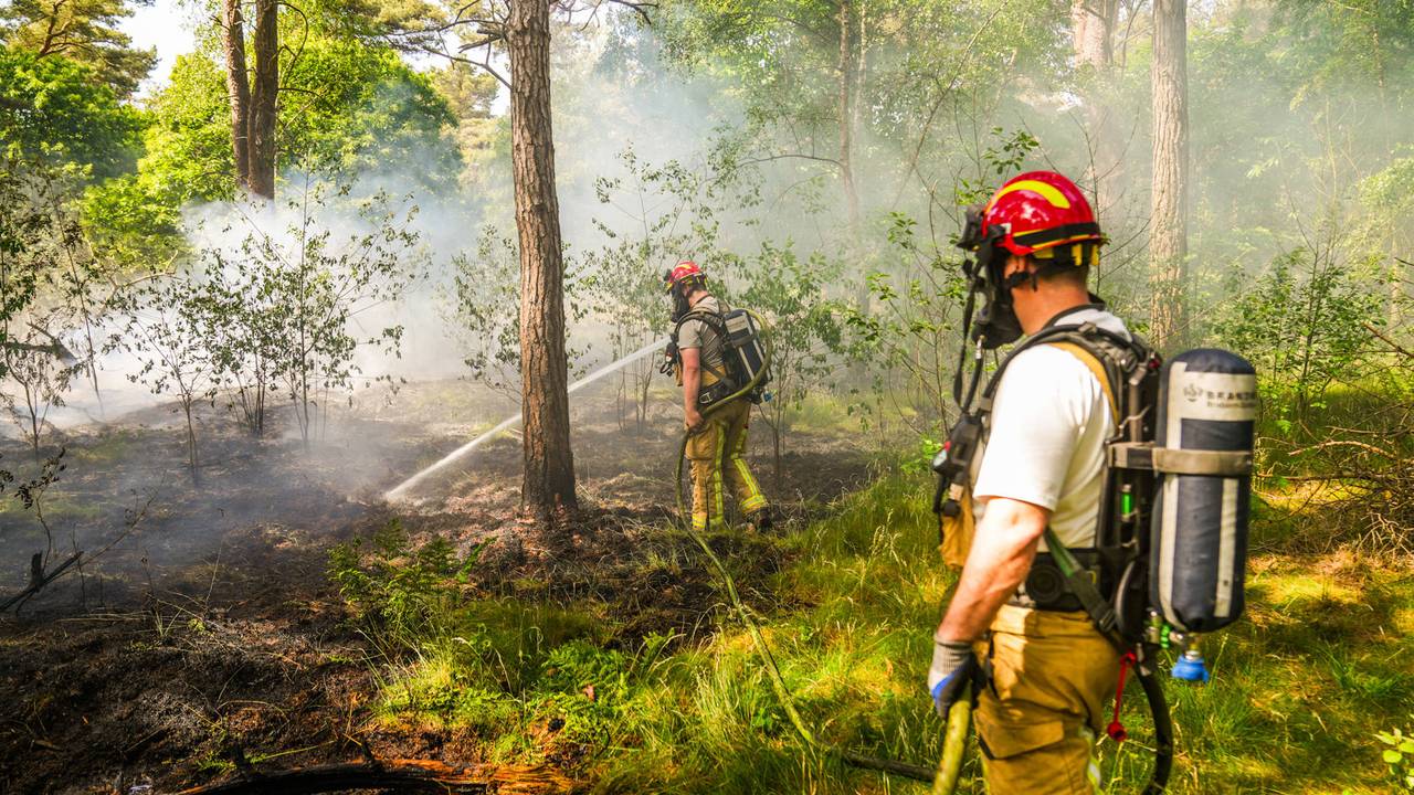Grote natuurbrand op defensieterrein bij Budel, pannetje gevonden in bos (Foto: Dave Hendriks / Persbureau Heitink).