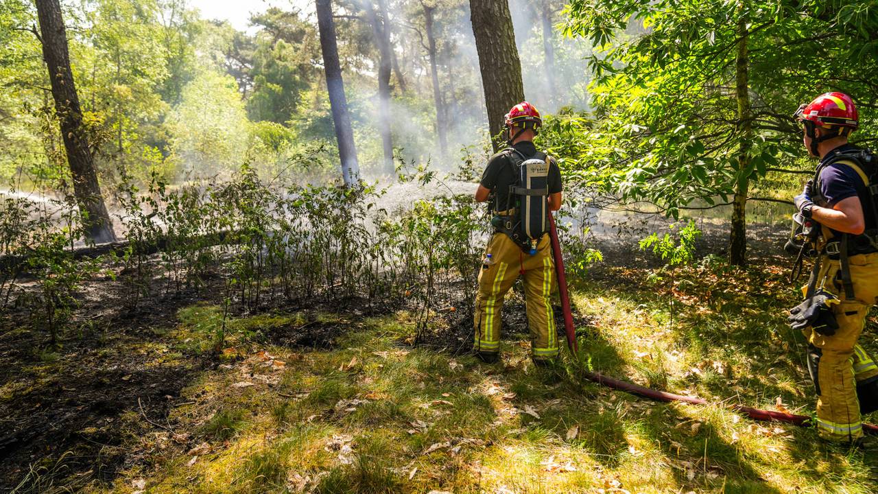 Grote natuurbrand op defensieterrein bij Budel, pannetje gevonden in bos (foto: Dave Hendriks/Persbureau Heitink).
