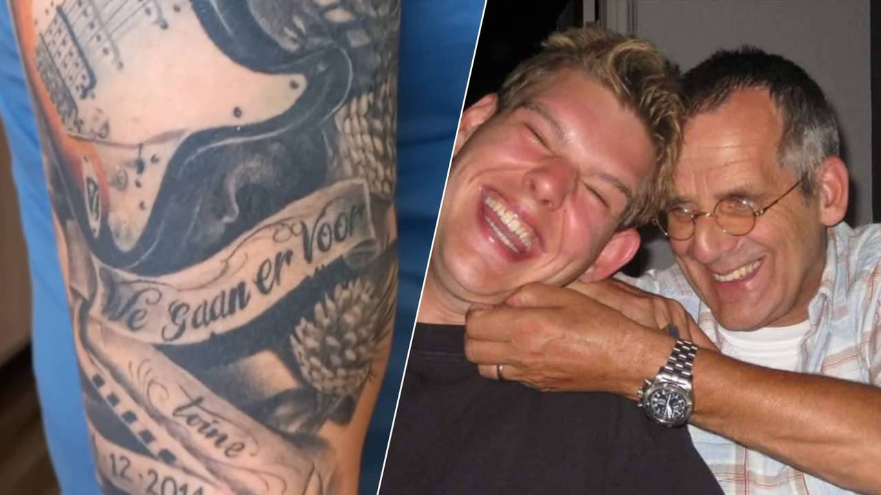 De tattoo en Jan met zijn vader (privéfoto's).