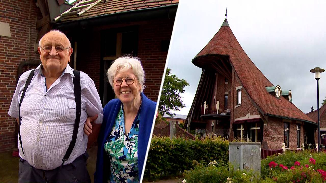 Joos en Will bij hun zelfgebouwde Pieckhuisje (foto: Omroep Brabant). 