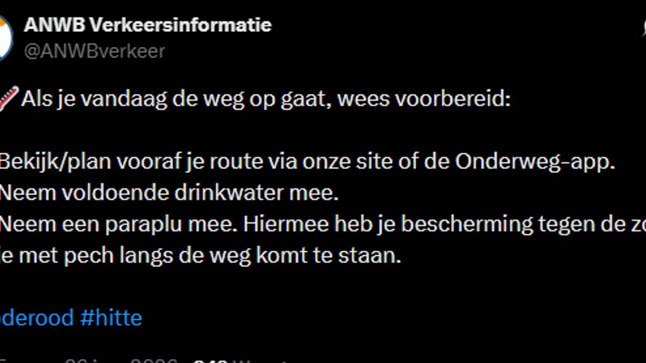 Neem een paraplu mee. ANWB geeft bijzonder reisadvies (foto: X).
