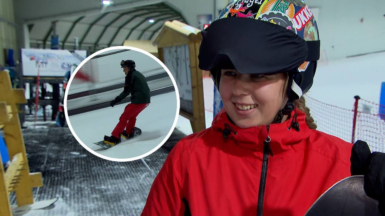 Wintersportfanaten genieten van de kou in de indoorskihal (foto: Omroep Brabant).