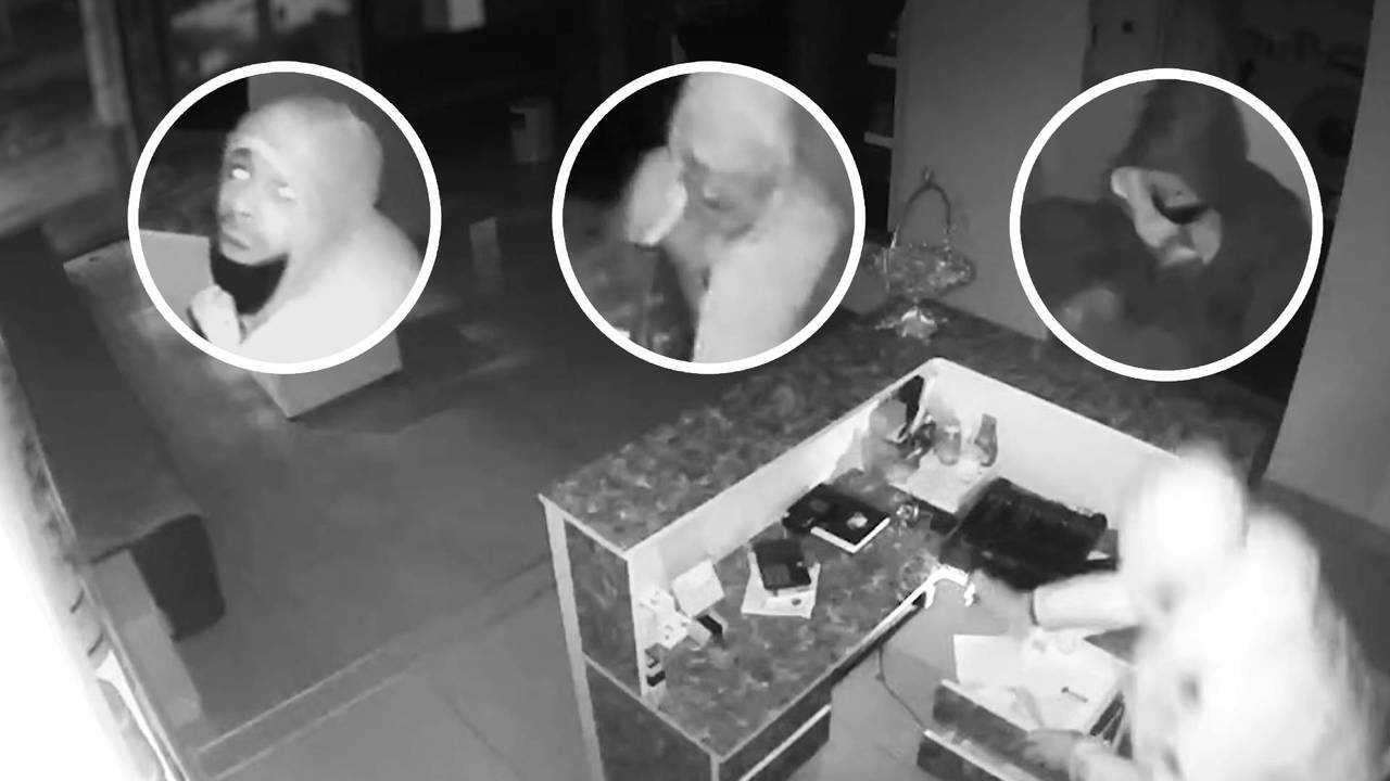 De twee of drie verdachten op camerabeelden van de kapperszaak (foto: Opsporing Verzocht).