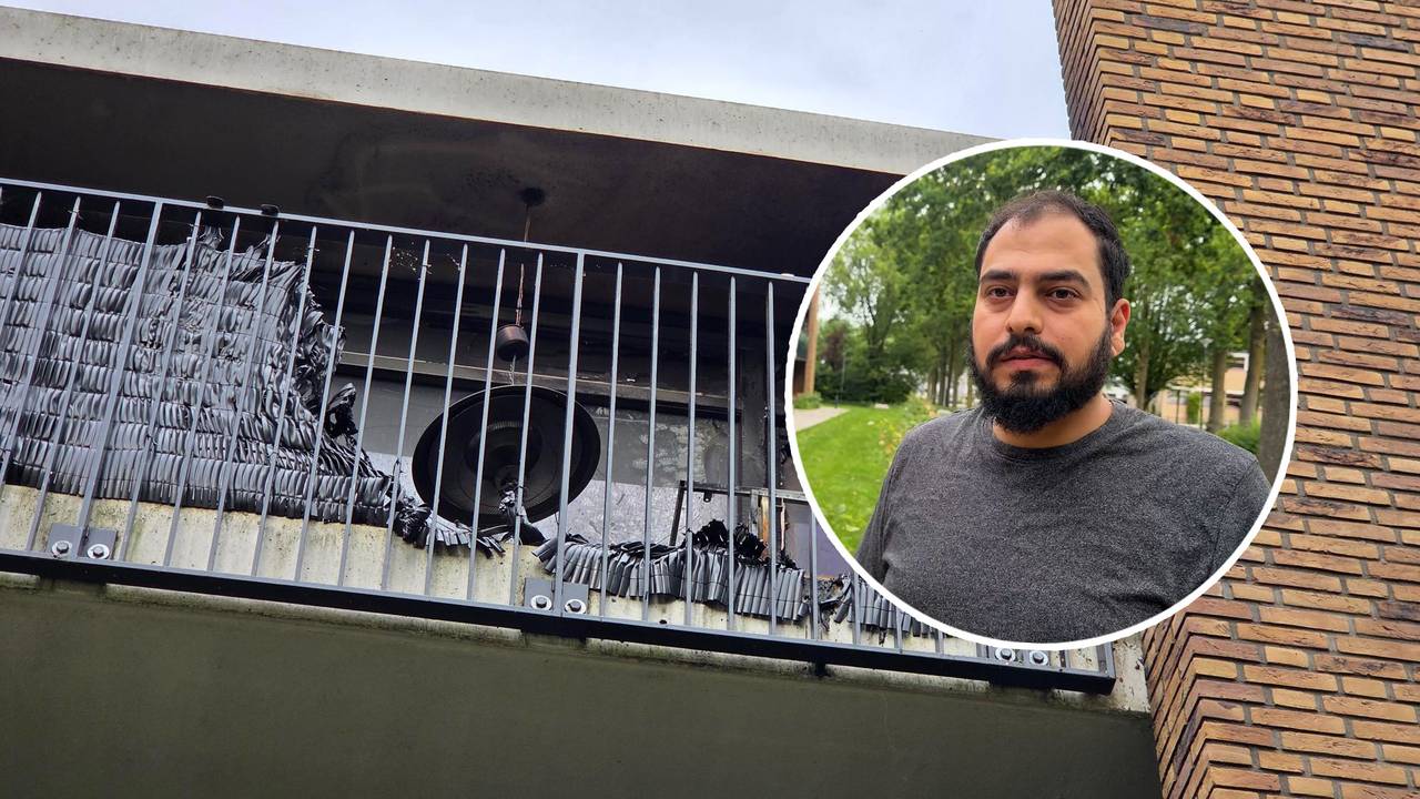 Mohammed woont onder het uitgebrandde appartement (foto: Noël van Hooft).