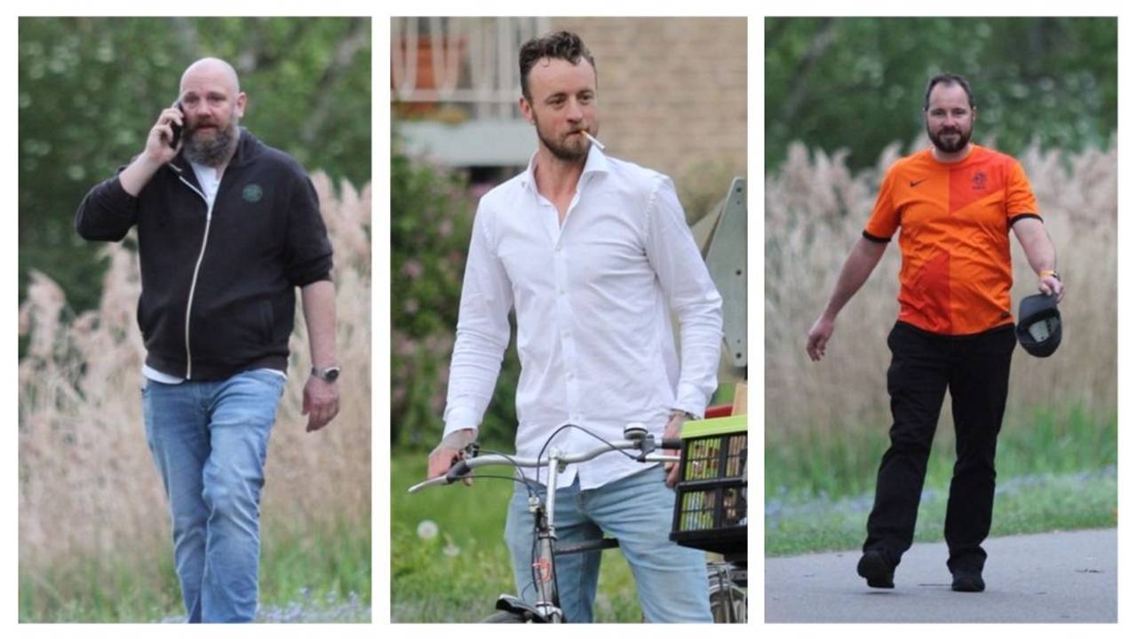 De drie mannen die de vrouwen op 27 april uitscholden en mishandelden .