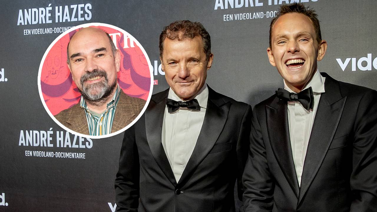 John en Kees de Bever herdenken de overleden acteur Cees Geel (foto's: Koen van Weel/ANP, Mischa Schoemaker/ANP).
