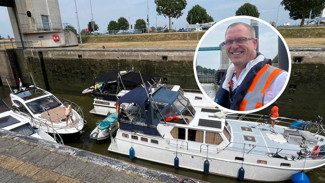 Boten schuiven aan bij sluis Lith: droogte zorgt voor drukte op de Maas