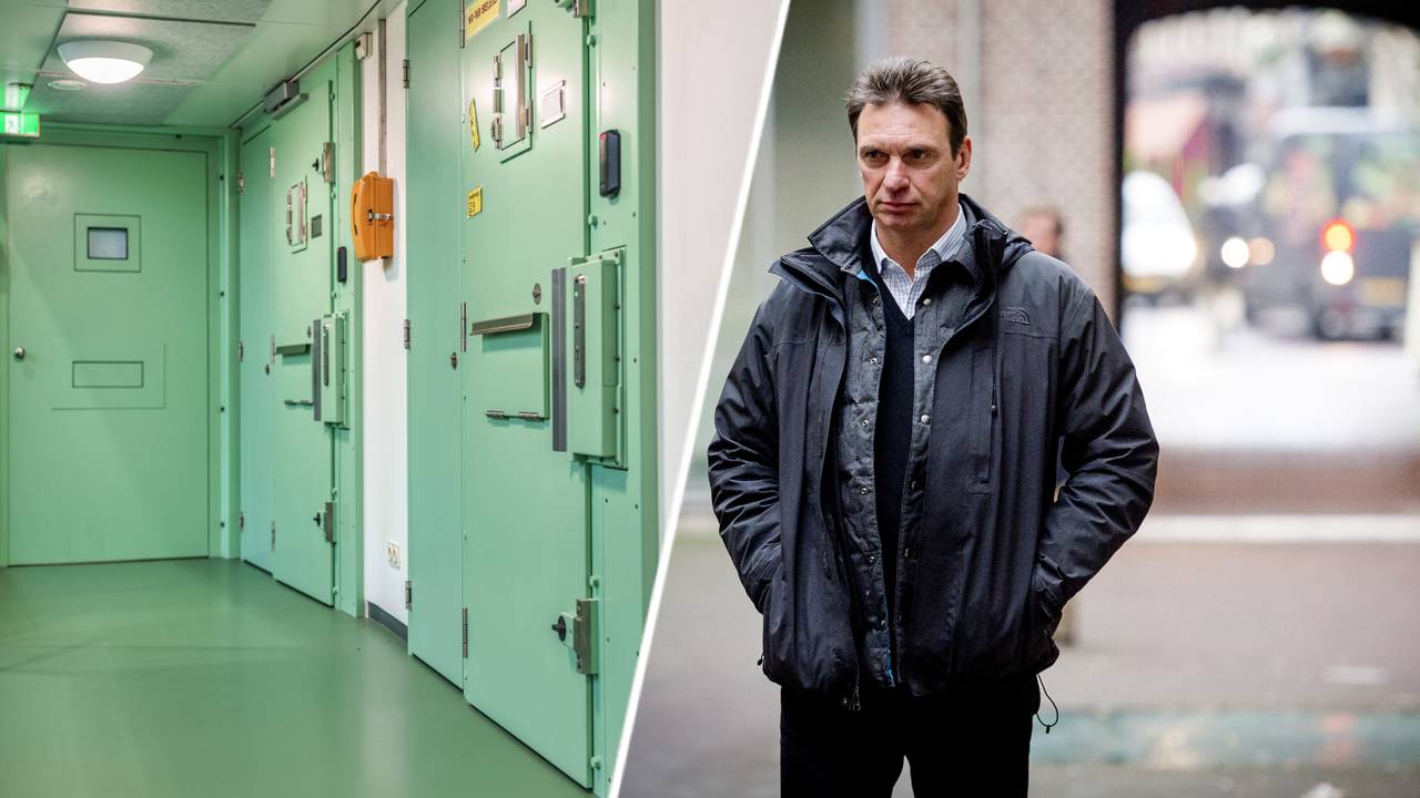 Links: de EBI van binnen, rechts: Willem Holleeder in 2014 (foto's: Dienst Justitiële Inrichtingen DJI, Robin van Lonkhuijsen/ANP).