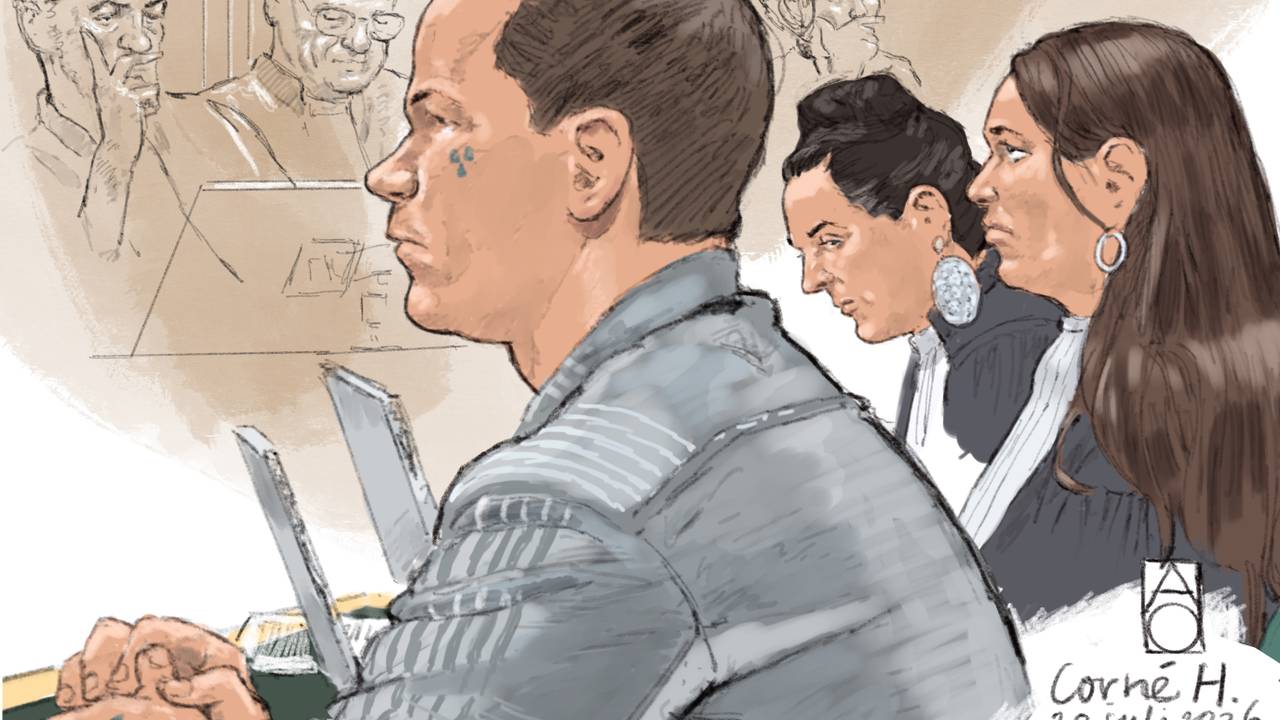 Corné H. maandag tijdens de rechtszaak in Den Bosch (tekening: ANP).