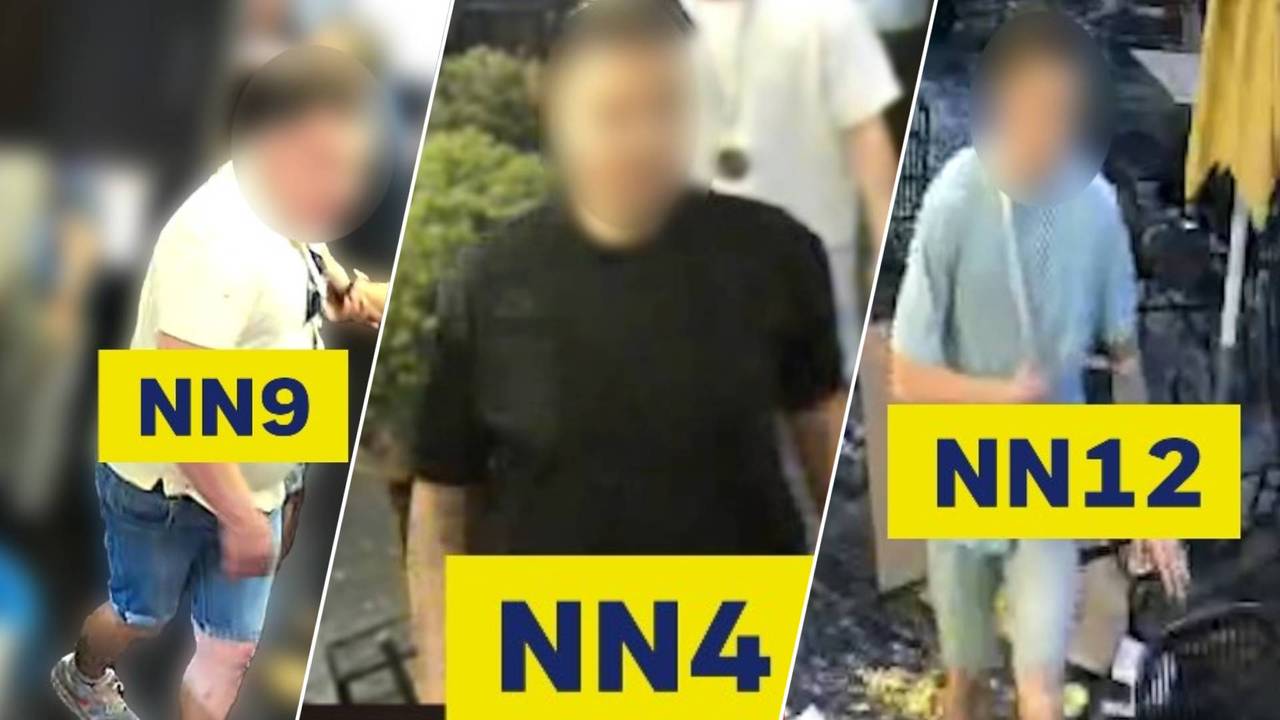 De drie mannen die gezocht worden, nog met blur (foto: Politie).