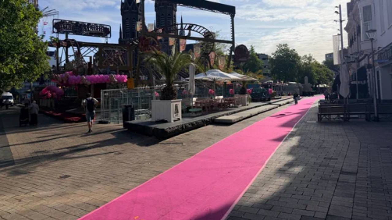 Roze loper voor Roze Maandag in Tilburg (foto: Henk Krol/Instagram).