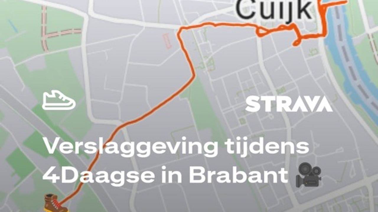 De route die verslaggever Manon aflegde tijdens de Nijmeegse Vierdaagse.