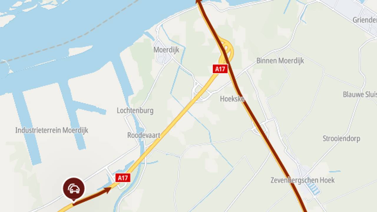 Ongeluk op A17 bij Moerdijk, weg nog uren dicht
