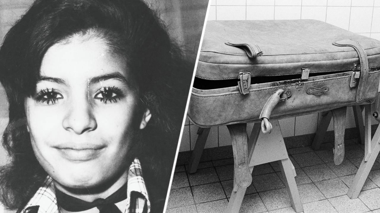 Khadja Elbaz en de koffer waarin haar lichaam werd gevonden (foto: Johan van Gurp/Stadsarchief Breda).