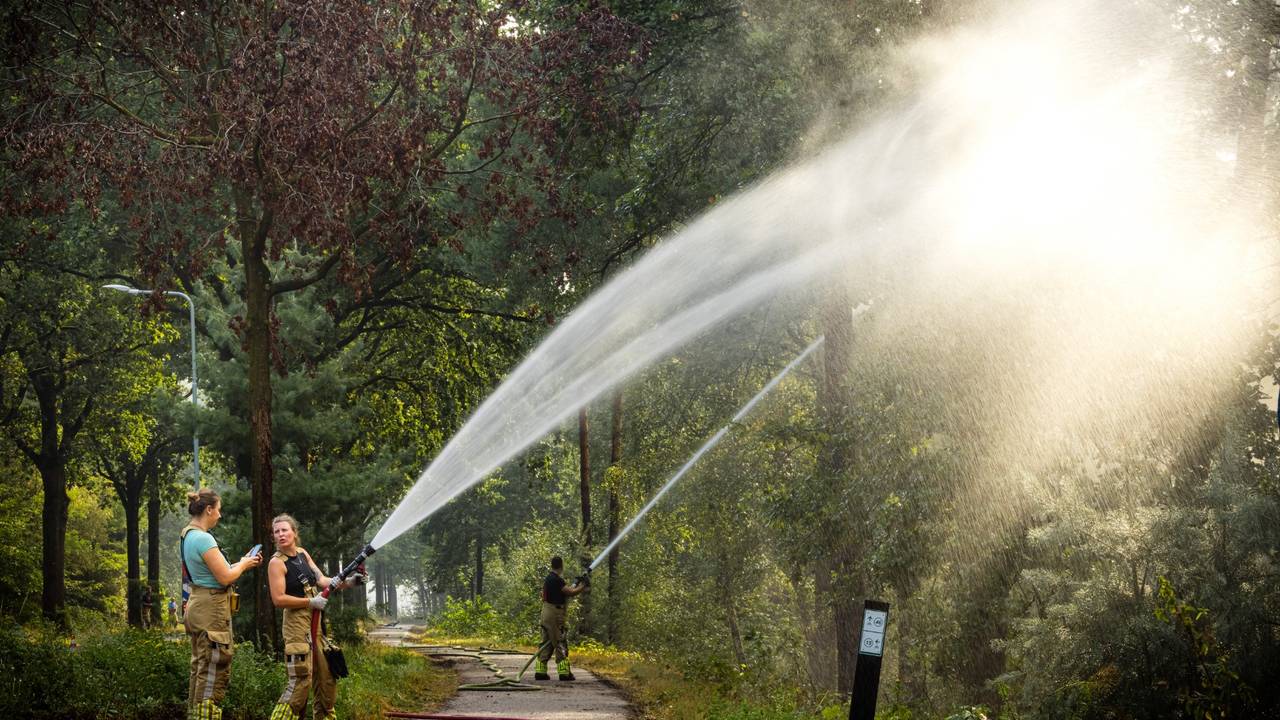 Natuurbrand bij Venray stabiel vandaag, nog niet onder controle (foto: ANP).