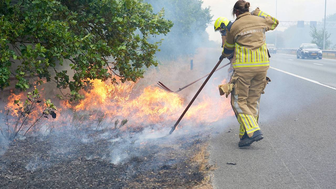 Bermbrand langs A58 bij Gilze