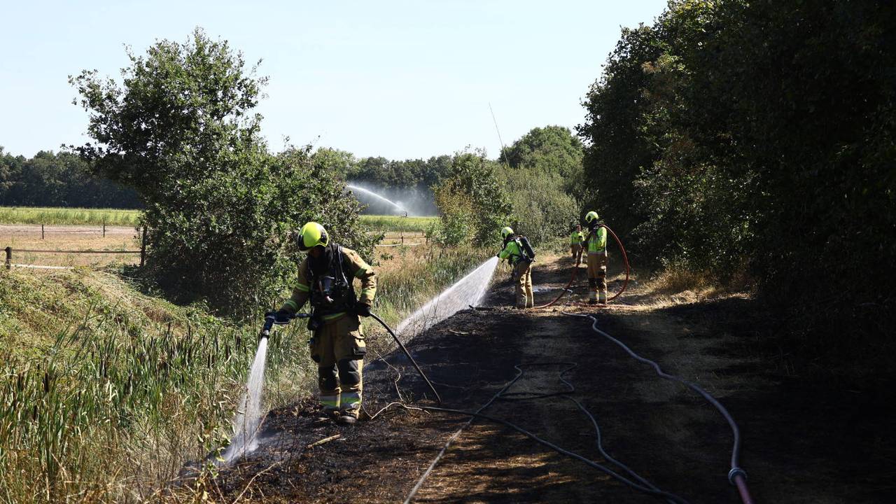 Bermbrand langs A73 bij Rijkevoort, drie brandweerteams ingezet