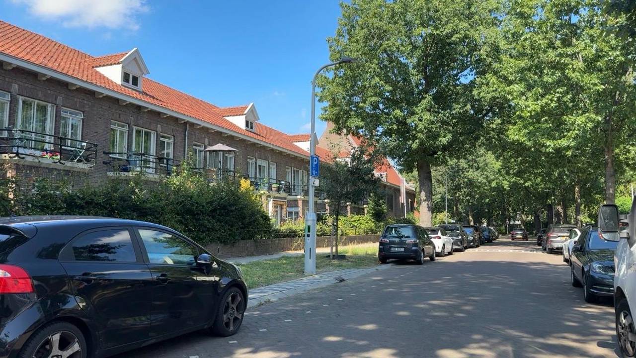 De nieuwe laadlichtmast in de Burgemeestersbuurt in Tilburg (foto: Pieter Soethout)