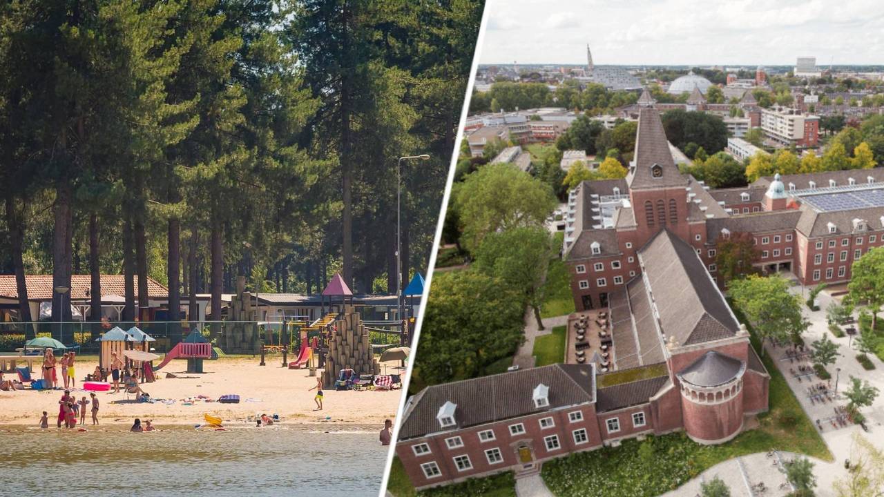 Links: Camping Tulderheyde in Poppel, rechts: Campus BUas in Breda (foto's: Ardens Park Tulderheyde/BUas)