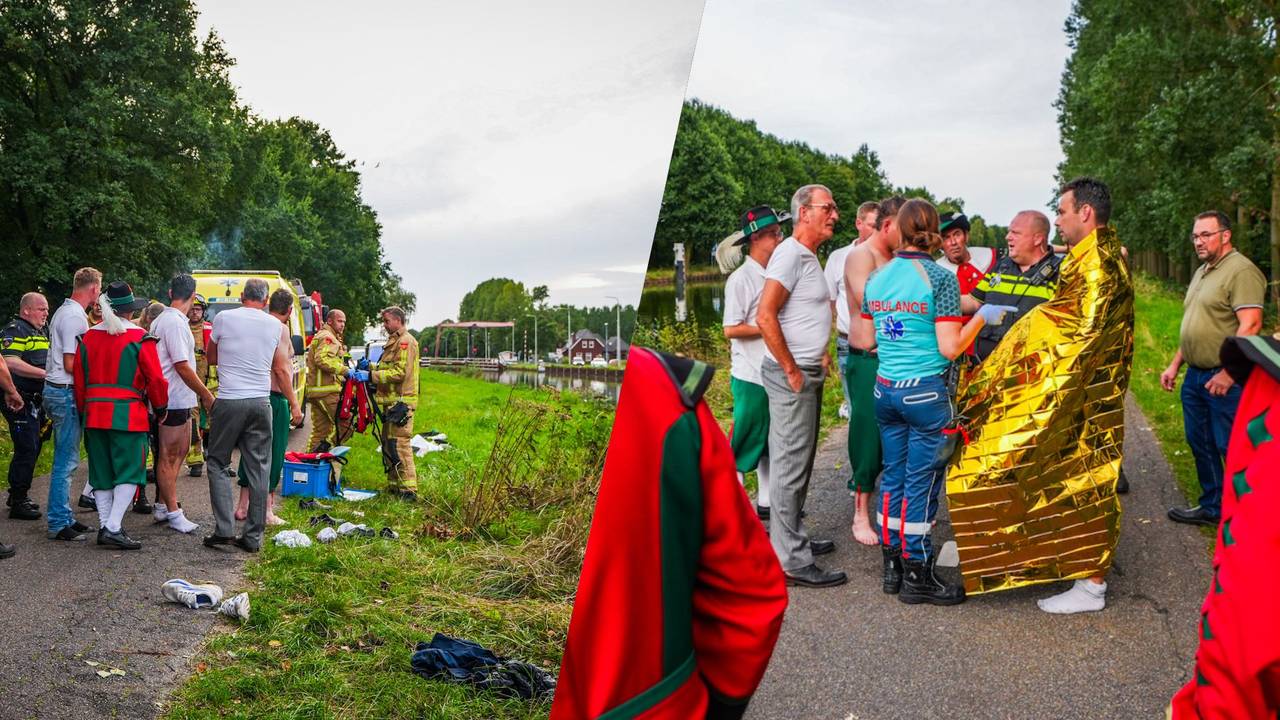 Luc, Stefan en de andere leden van het Sint Catherina gilde uit Son en Breugel redde het leven van de man. (Foto: Persbureau Heitink.)