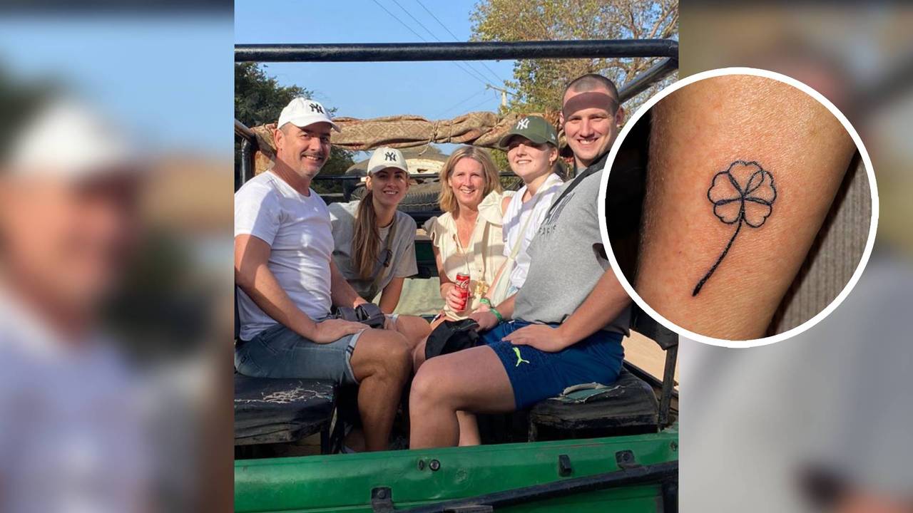 Nort, Isa, Saskia, Luna en Mats, inzet: de tattoo van Saskia (Privéfoto's).