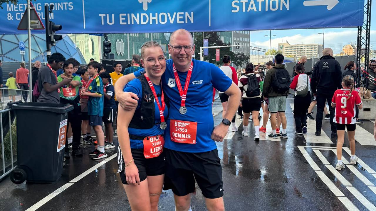 Lieke van Hooff en haar vader liepen de 5 kilometer in Eindhoven.