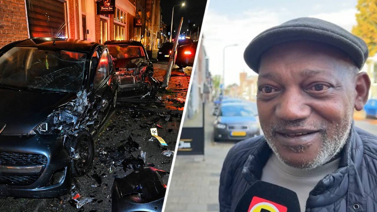 Buurt spreekt van onveilige weg na harde crash in Tilburg (foto's: Persbureau Heitink, Omroep Brabant).