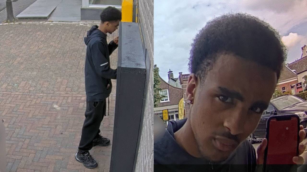 De oplichter die het geld van de 90-jarige vrouw pinde (foto: politie).