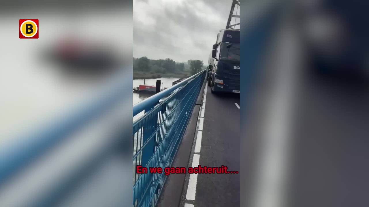 Bizarre situatie op Merwedebrug: vrachtauto rijdt op fietspad naar overkant