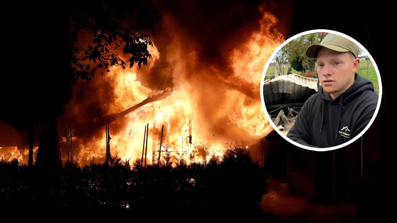 Foto: Jeroen Stuve/Persbureau Heitink. Inzet: Mitchell, buurman van het afgebrande chalet. 