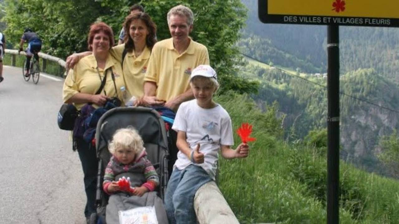 Anne in de kinderwagen (eigen foto).