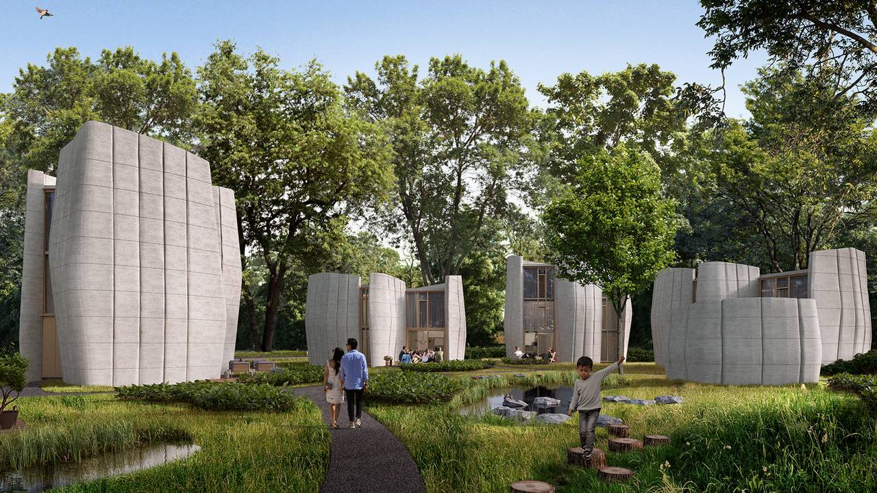 Zo gaan de 3D-geprinte woningen eruit zien (beeld: project Milestone).