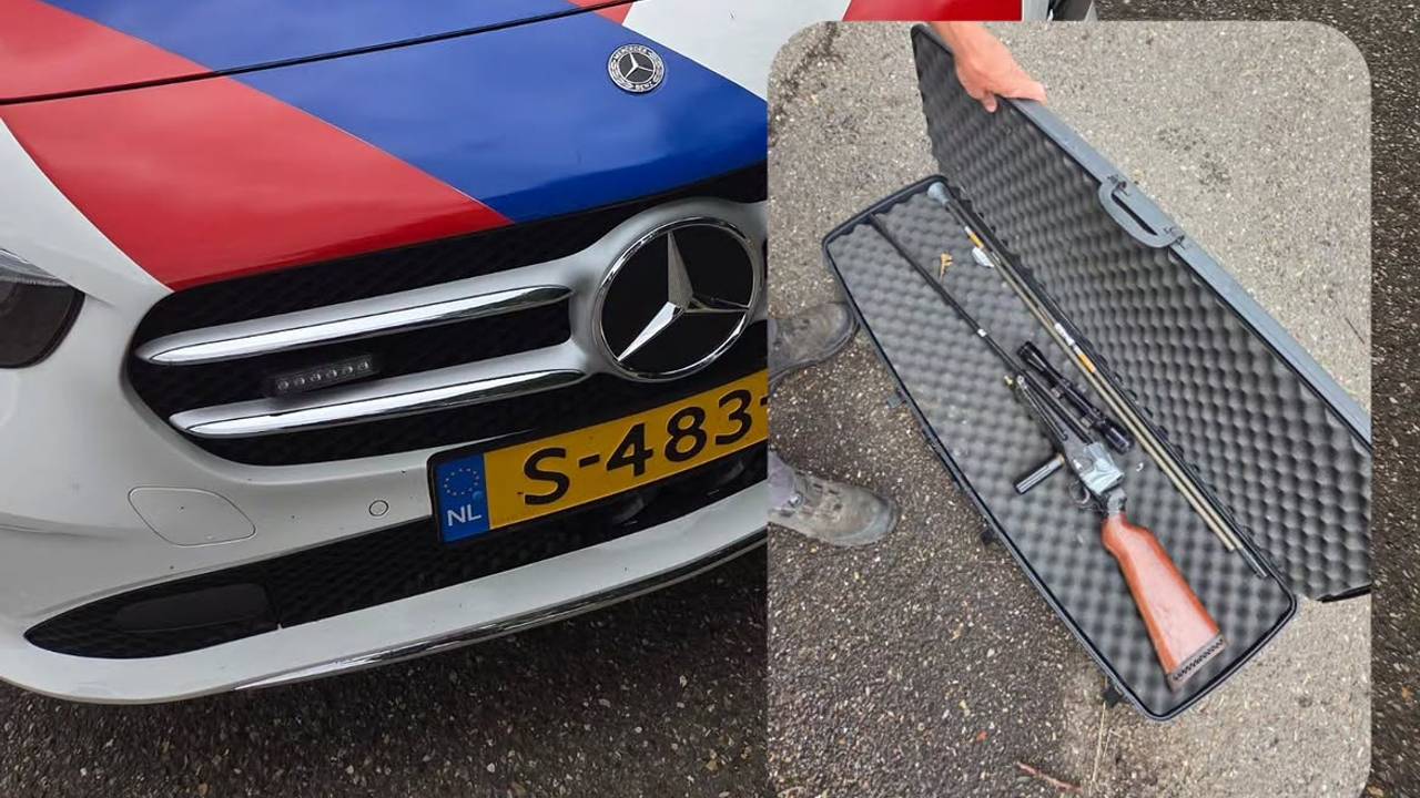 Het wapen bleek een verdovingsgeweer (foto: politie Helmond).