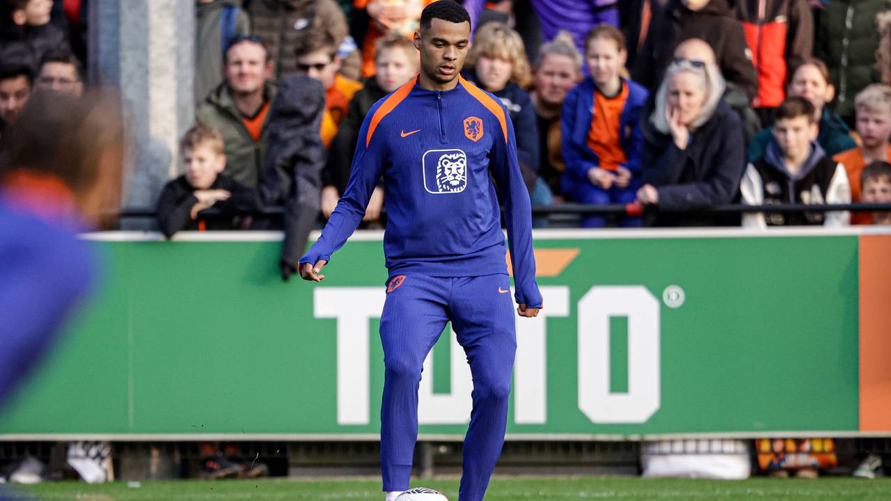 Cody Gakpo tijdens een training in Zeist. (Foto: Broer van den Boom/Orange Pictures)