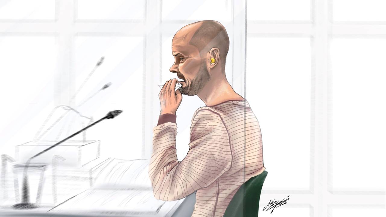 Didier van der H. in de rechtbank (Rechtbanktekening: Adrien Stanziani).