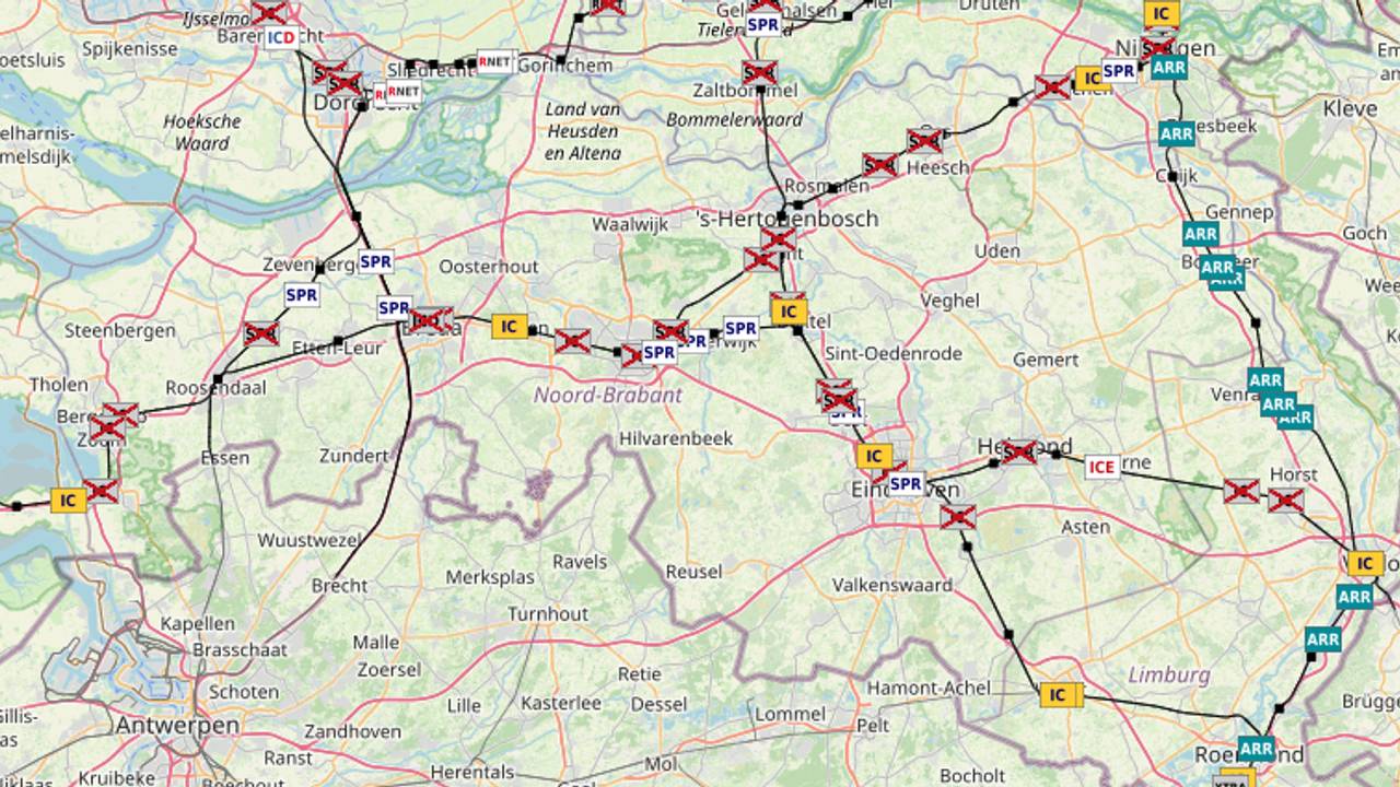Op verschilleden trajecten is er storing.