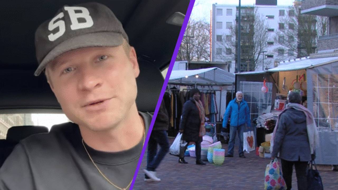 YouTuber Kalvijn vertelt in een video over de gestolen blikjes die gevonden zijn op de weekmarkt bij het Wagnerplein. (Foto: @Kalvijn op Instagram (links), Omroep Tilburg (rechts))