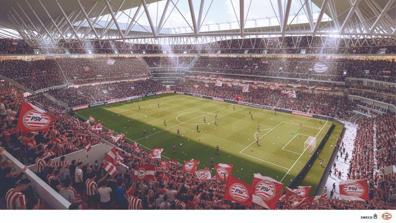 Zo zou het stadion van PSV er na de verbouwing mogelijk uit kunnen zien (Foto: PSV)
