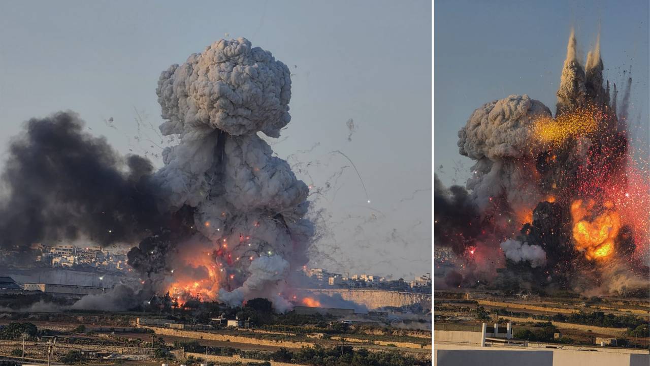 De explosie van een vuurwerkfabriek op Malta (foto: MaltaToday).