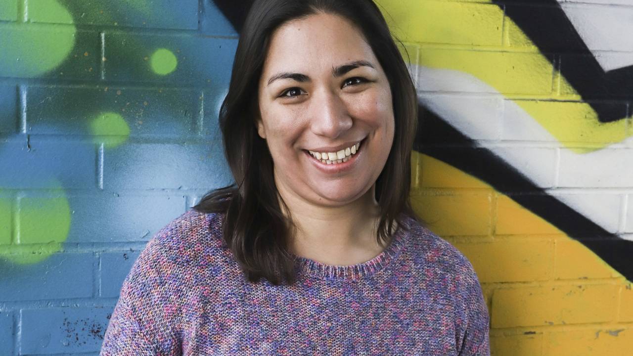 Op en top gelukkig: "Dit is mijn New York-smile" (foto: Sharon).