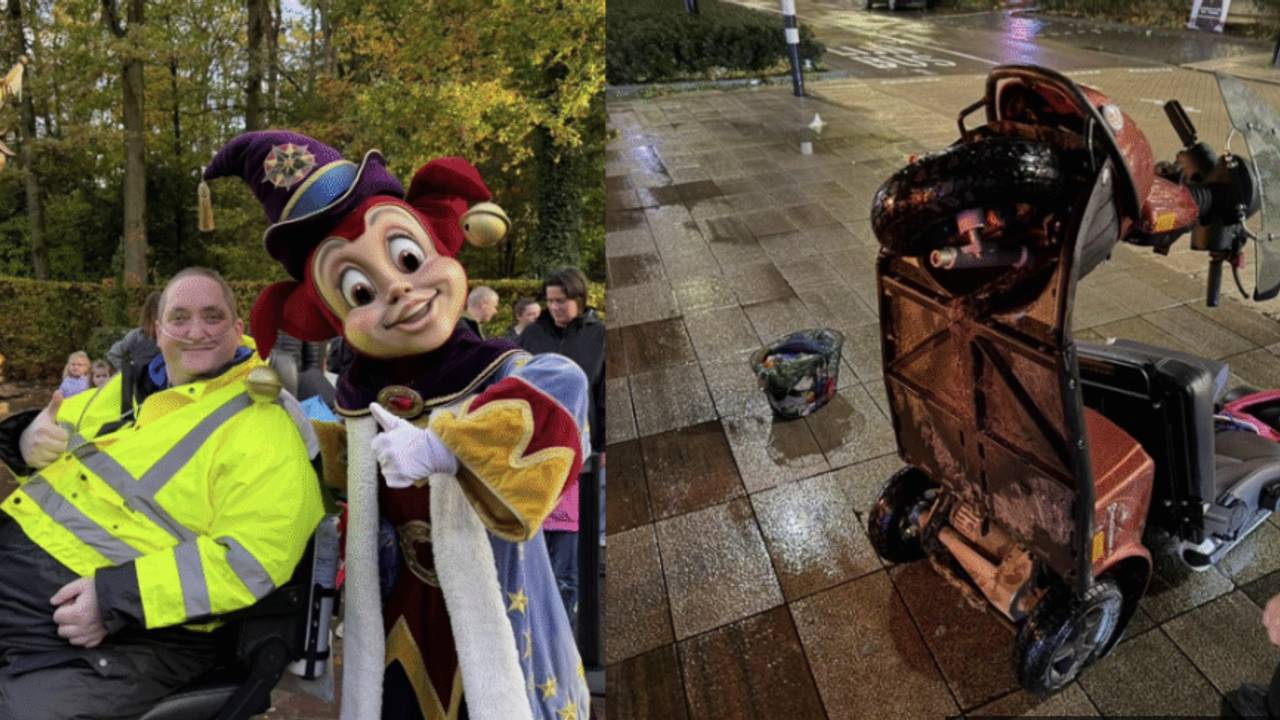 Bas in de Efteling met zijn scootmobiel (foto: Bas van den Dikkenberg).